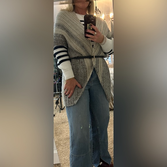 Womens Handmade Boho Crochet Coastal Cowgirl Neutral Cardigan O/S Beige Gray - Picture 3 of 11